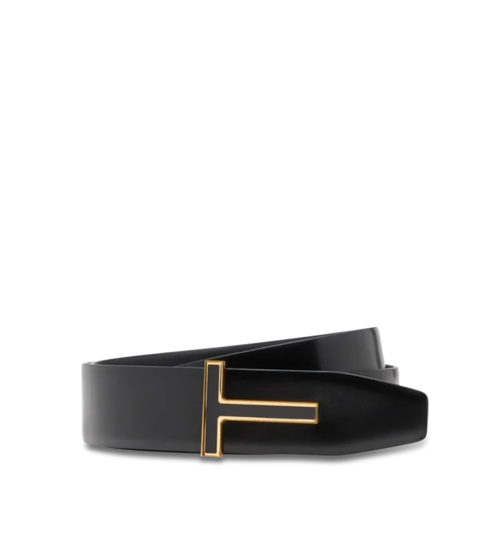 Smooth Leather Enamel Buckle T Belt