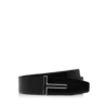 Smooth Leather Enamel Buckle T Belt