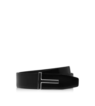 Smooth Leather Enamel Buckle T Belt