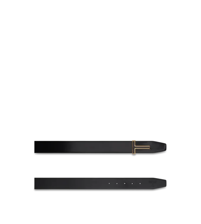 Smooth Leather Enamel Buckle T Belt