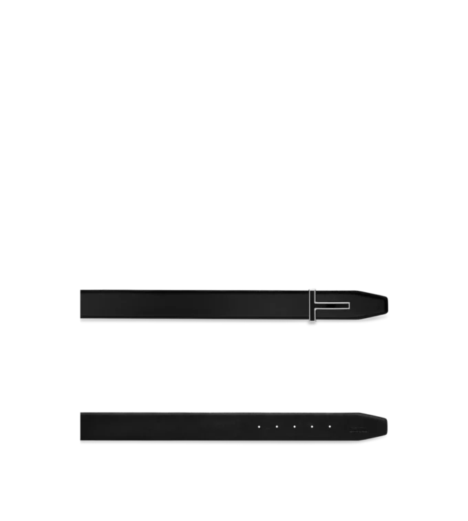 Smooth Leather Enamel Buckle T Belt