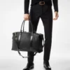 Smooth Leather Side Buckle Holdall