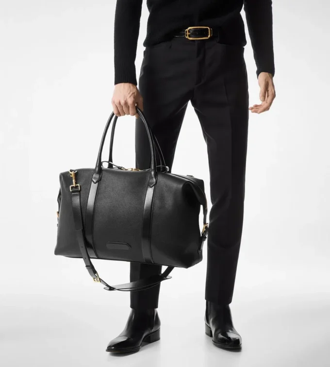 Smooth Leather Side Buckle Holdall