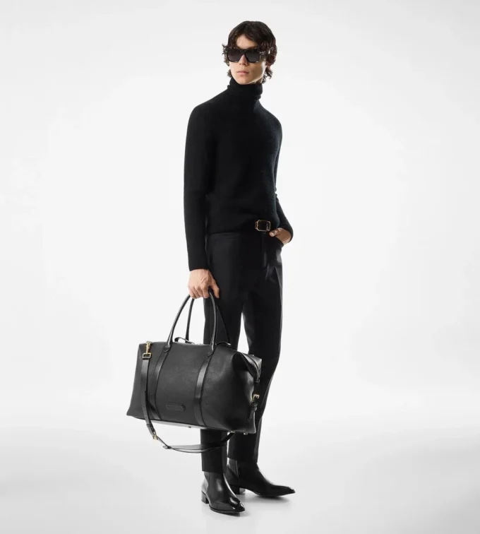 Smooth Leather Side Buckle Holdall