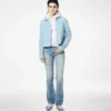 Stone Washed Denim Straight Fit Pants