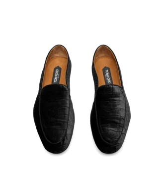 Stamped Croc Velvet Slippers