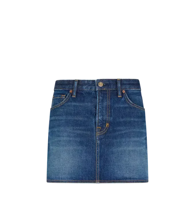 Stone Washed Denim Mini Skirt