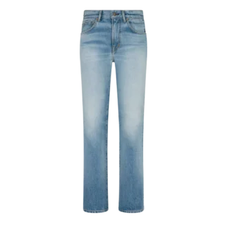Stone Washed Denim Straight Fit Pants