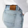 Stone Washed Denim Straight Fit Pants
