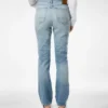 Stone Washed Denim Straight Fit Pants