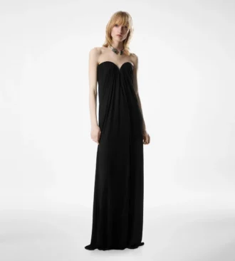 Strapless Draped Evening Dress