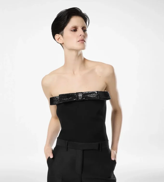 Strapless Top with Bow Detail Strapless Top with Bow Detail