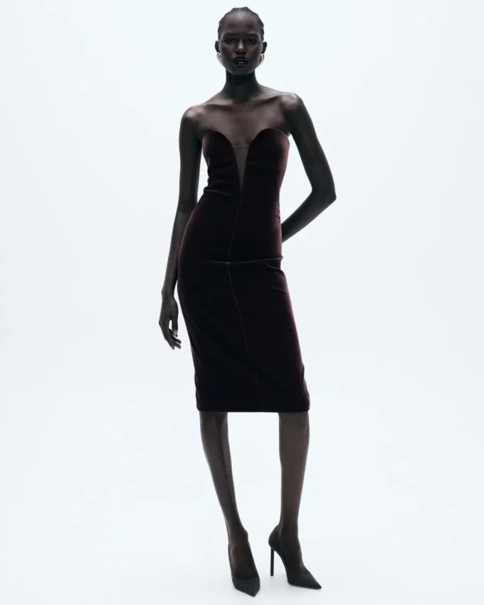 Strapless Velvet Cocktail Dress Strapless Velvet Cocktail Dress