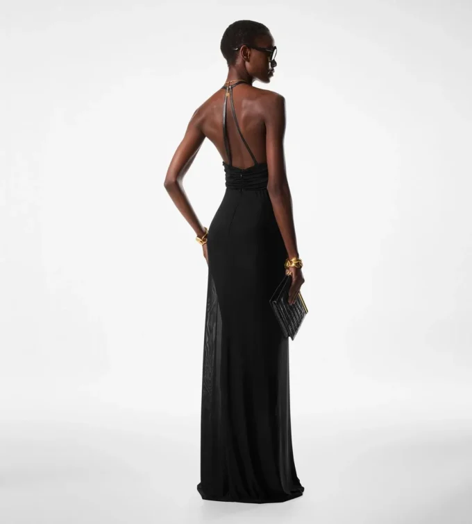 Stretch Jersey Deep V-Neck Evening Dress Stretch Jersey Deep V-Neck Evening Dress