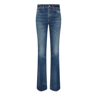 Stretch Raw Denim Flared Pants