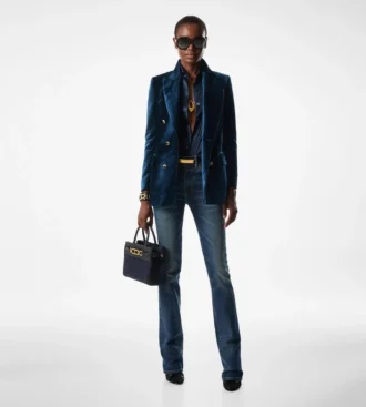 Stretch Raw Denim Flared Pants