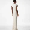 Stretch Sable’ Jersey Deep V-Neck Evening Dress