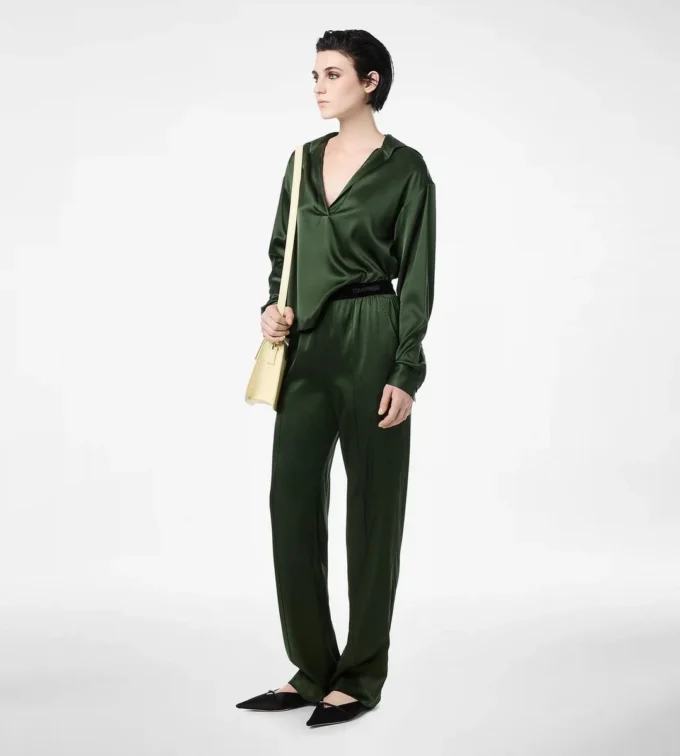Stretch Silk Satin Pj Pants