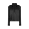 Stretch Silk Satin Polo with Tonal Tf Embroidered Logo