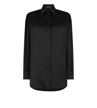 Stretch Silk Satin Relaxed Fit Shirt