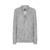 Striped Silk Pj Shirt with Piping and Tonal Tf Embroidered Logo Striped Silk Pj Shirt with Piping and Tonal Tf Embroidered Logo