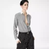 Striped Silk Shirt with Contrast Details