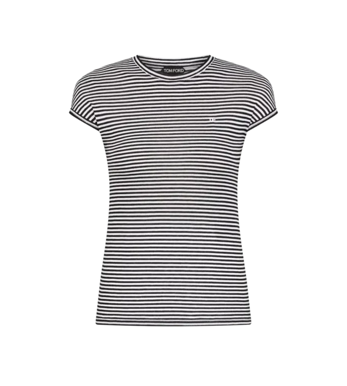 Striped T-Shirt with Tonal Tf Embroidered Logo