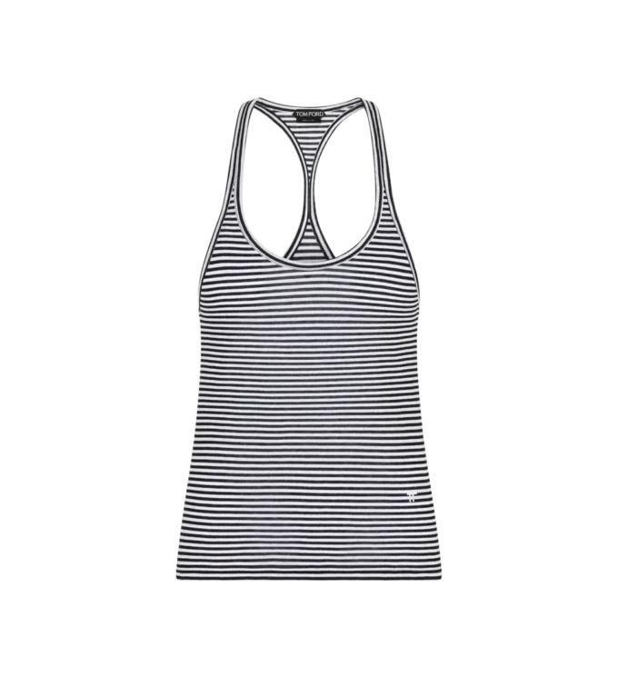 Striped Tank Top with Tonal Tf Embroidered Logo