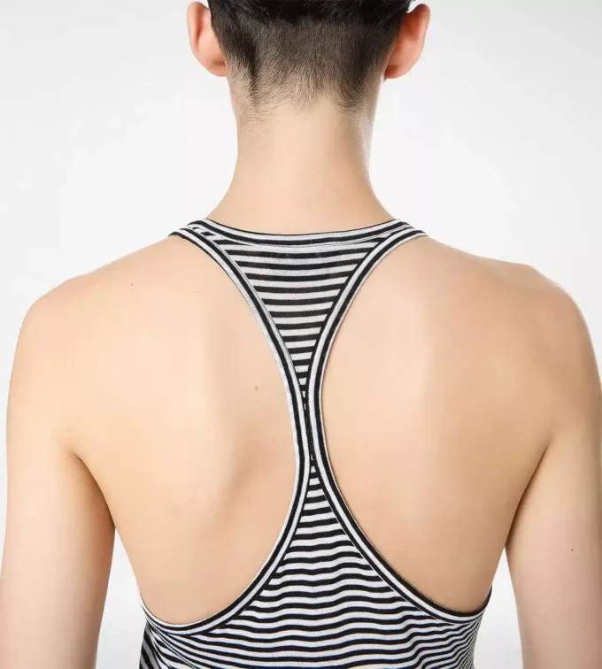 Striped Tank Top with Tonal Tf Embroidered Logo