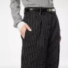 Striped Wool Cotton Barathea Relaxed Pleated Straight Pants Striped Wool Cotton Barathea Relaxed Pleated Straight Pants