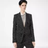 Striped Wool Cotton Barathea Single Breasted Jacket Striped Wool Cotton Barathea Single Breasted Jacket