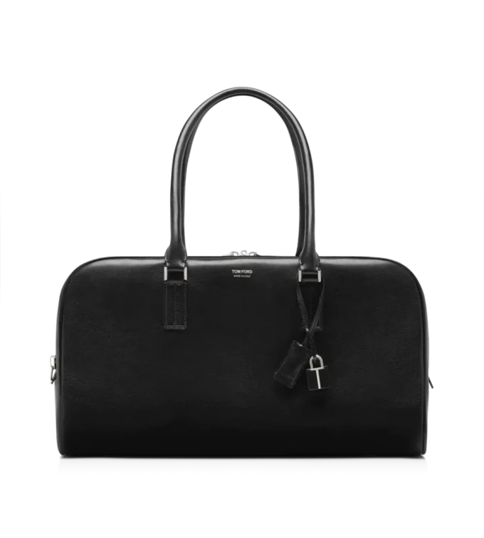 Supple Grain Leather Double Zip Bowling Bag Supple Grain Leather Double Zip Bowling Bag
