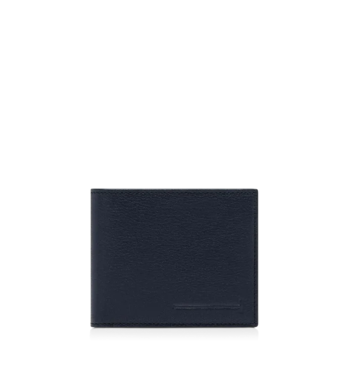 Supple Grain Leather Elongated T Line Classic Bifold Wallet