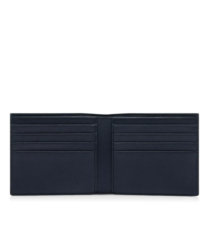 Supple Grain Leather Elongated T Line Classic Bifold Wallet