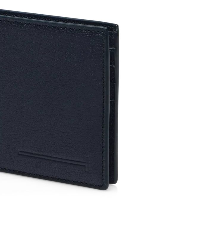 Supple Grain Leather Elongated T Line Classic Bifold Wallet