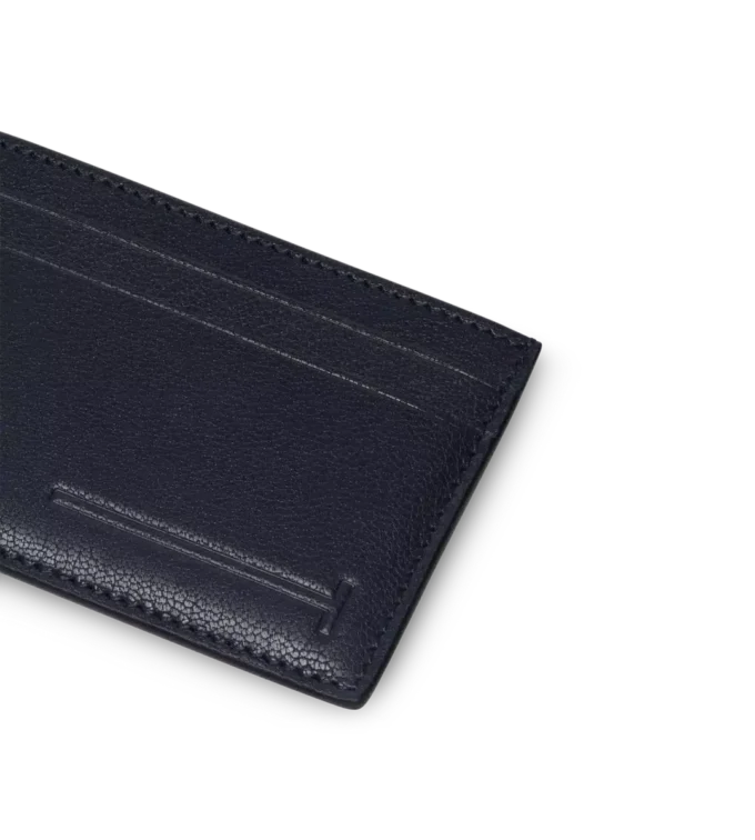 Supple Grain Leather Elongated T Line Classic Card Holder