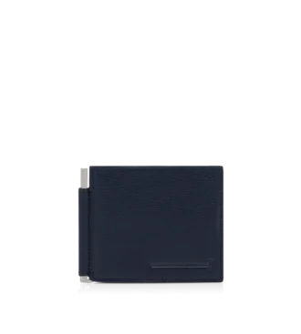 Supple Grain Leather Elongated T Line Money Clip Wallet