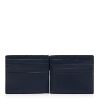 Supple Grain Leather Elongated T Line Money Clip Wallet