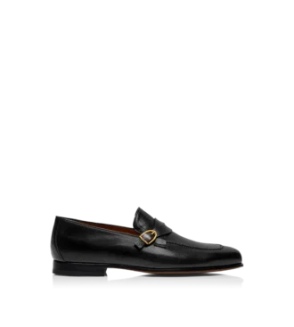 Supple Grain Leather Gigi Twisted Band Buckle Loafer