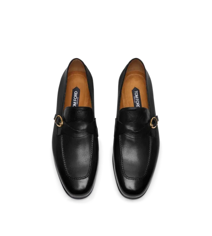 Supple Grain Leather Gigi Twisted Band Buckle Loafer Supple Grain Leather Gigi Twisted Band Buckle Loafer