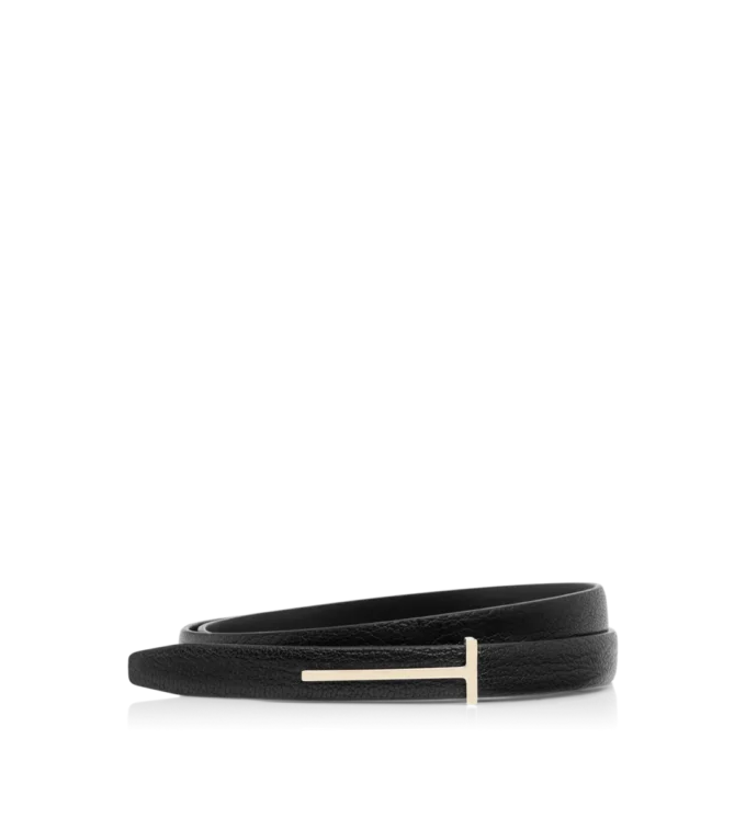 Supple Grain Leather Slim T Belt