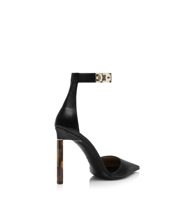 Supple Grain Leather T Latch Ankle Strap Pump Supple Grain Leather T Latch Ankle Strap Pump