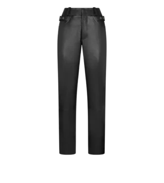 Textured Grain Leather Leather Biker Pants