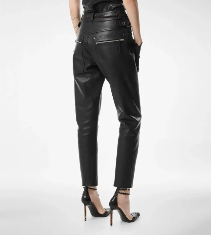 Textured Grain Leather Leather Biker Pants Textured Grain Leather Leather Biker Pants
