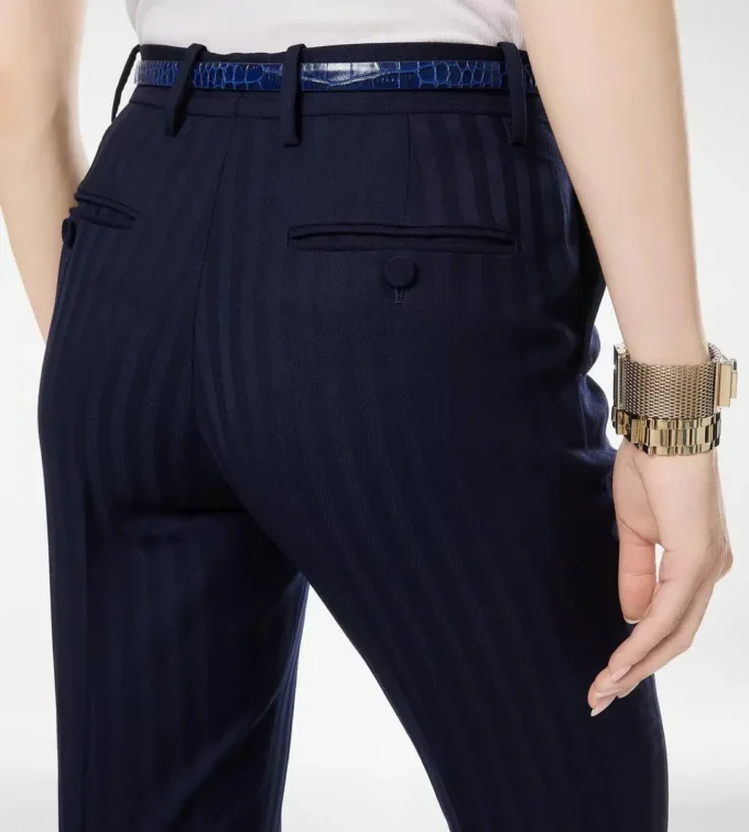 Tonal Stripe Virgin Wool Tailored Straight Pants Tonal Stripe Virgin Wool Tailored Straight Pants