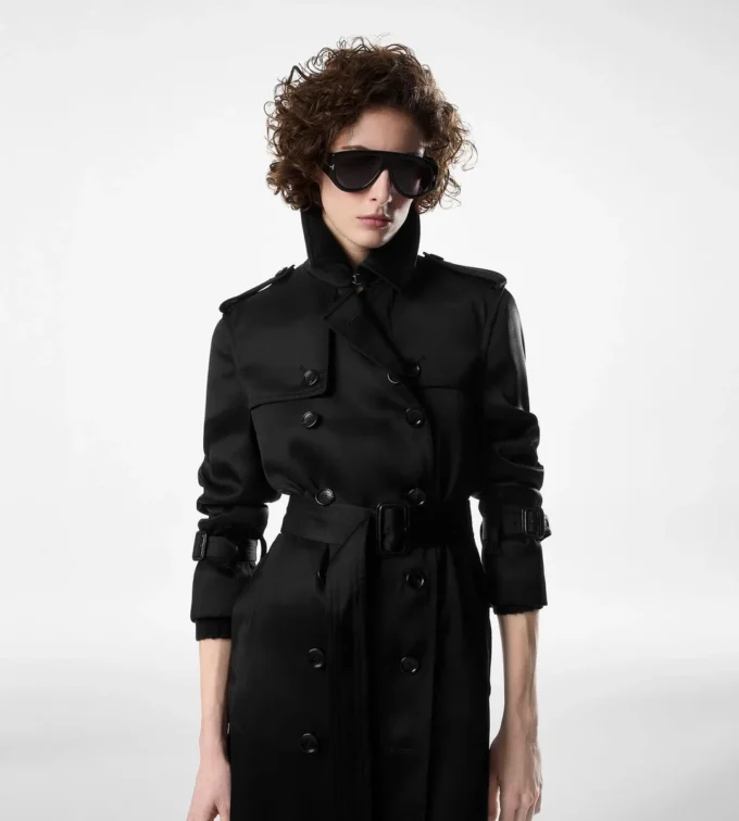 Trench Coat with Leather Undercollar Trench Coat with Leather Undercollar