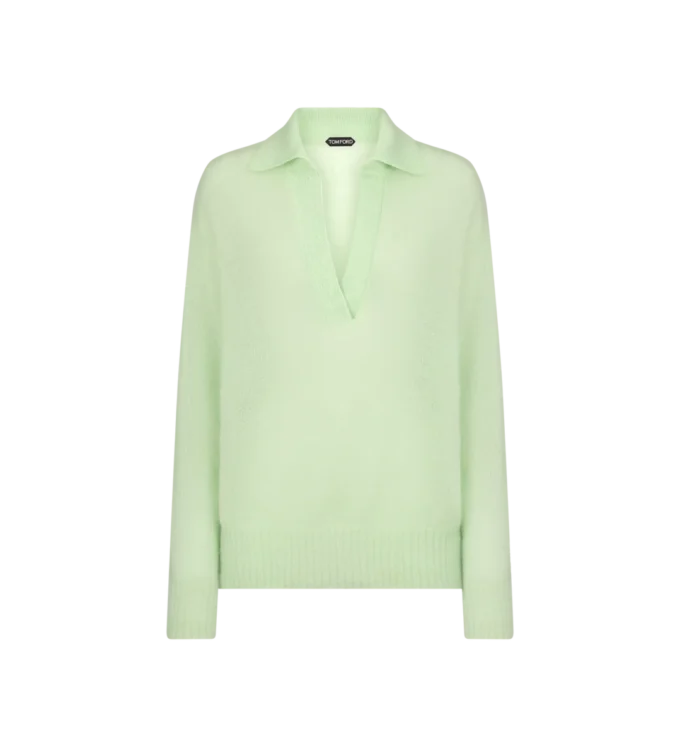 Ultrasoft Cashmere Silk Oversized Open Polo Collar Knit