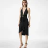 V-Neck Cocktail Dress with Draped Waterfall Centre Front Detail
