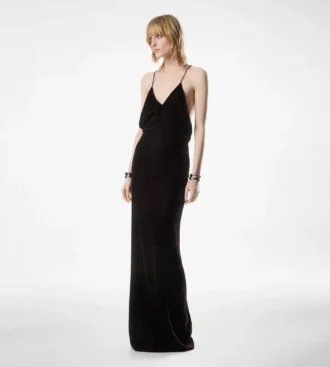 V-Neck Evening Dress with Cut Out