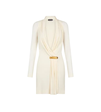 V-Neck Long Sleeve Cocktail Dress with Bar Detail